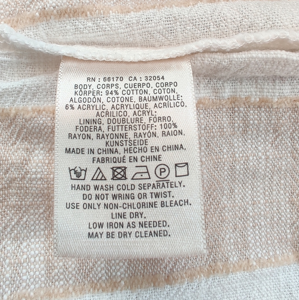 Anthro Maeve Tonal Striped Midi Dress Beige And White Size Small - Picture 6 of 6